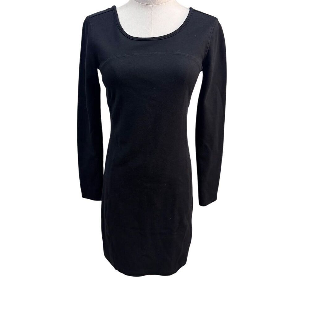 EUC Athleta Women's XS Black Long Sleeve Knee Length Dress